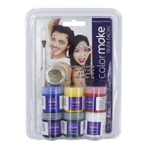 MAQ ART KIT TINTA FACIAL CR 6 CORES+GLITTER 1081