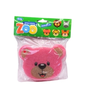 EVOL ESPONJA BANHO INFANTIL ZOO URSO ROSA
