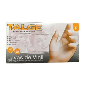 TALGE LUVA VINIL S/PO P 100UN