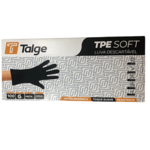 TALGE LUVA TPE SOFT PRETA P 100UN