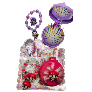 KPOP KIT INFANTIL ESCOVA CABELO+PULSEIRA+ANEL KT03L76