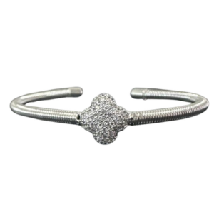 BIJU BRACELETE TREVO STRASS PRATA 0500-1