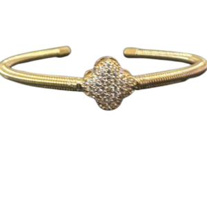 BIJU BRACELETE TREVO STRASS DOURADO 0500-1