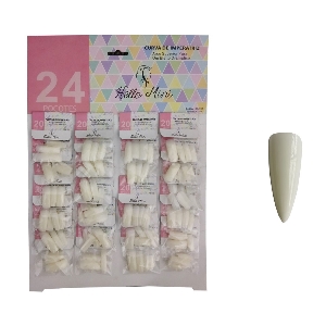 H MINI CARTELA UNHA STILETTO LONGA 24PCT OY041-7*