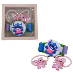 KIT INFANTIL RELOGIO+ACESSORIO SORTIDO STITCH ROSA